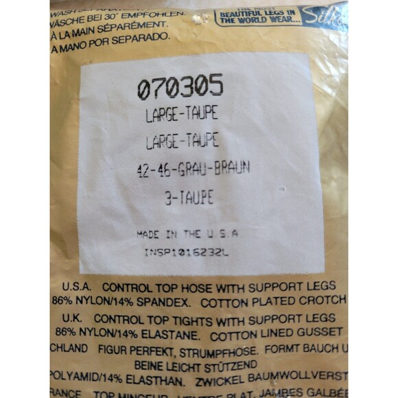 Lot of 3 Vintage Control Top Silkies Large Pantyhose NIP Taupe 70305 Nylon - Picture 3 of 4